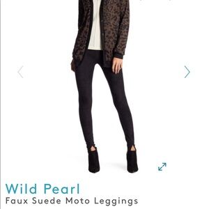 While pearl faux suede Moto leggings